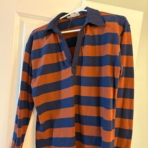 Pomander Place Navy and Brown Striped Top